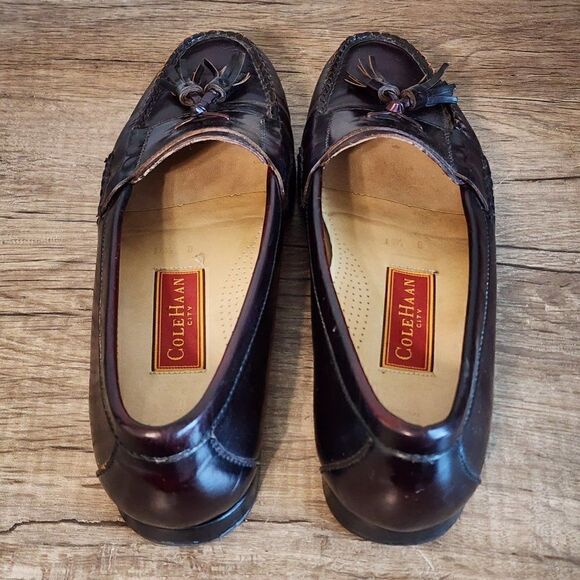 Cole Haan Tassel Men\'s Loafers Dress Shoes Size 10.5 Burgundy